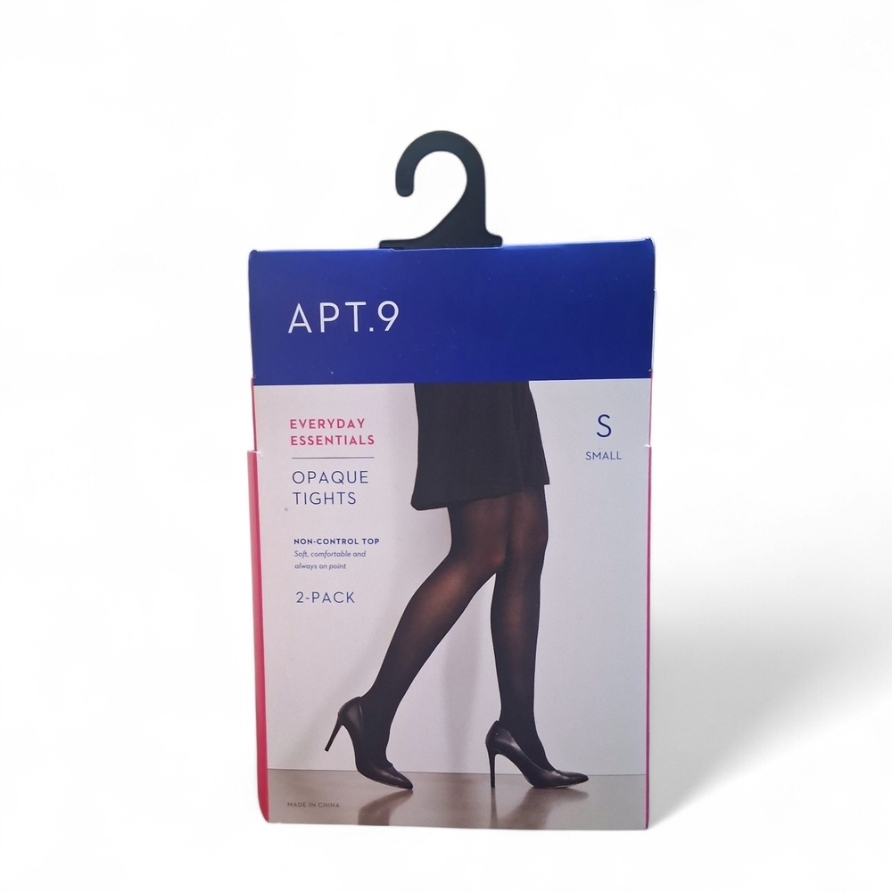 🆕️ Apt. 9 Everyday Essentials Black Opaque Tights 2-Pack Womens Size Small